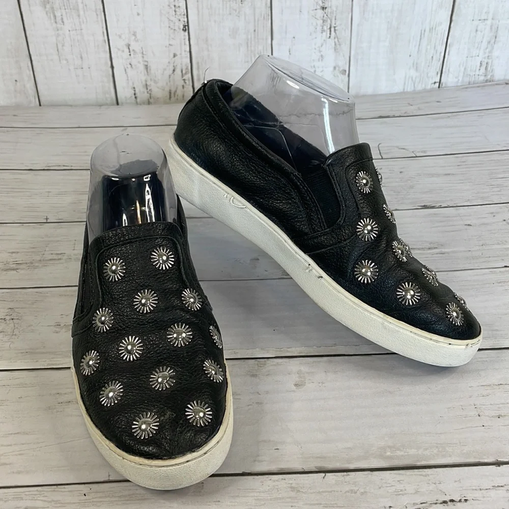 Michael Kors Studded Black Leather Leo Slip On Sneakers